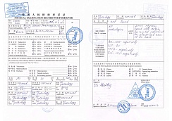 Physical Examination Record for Foreigner (China)