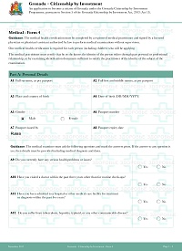 Grenada Citizenship by Investment Medical Form 4 (Гренада)