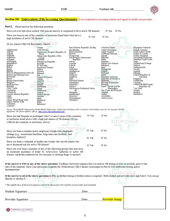 MedicaL Examination Report USA (США)